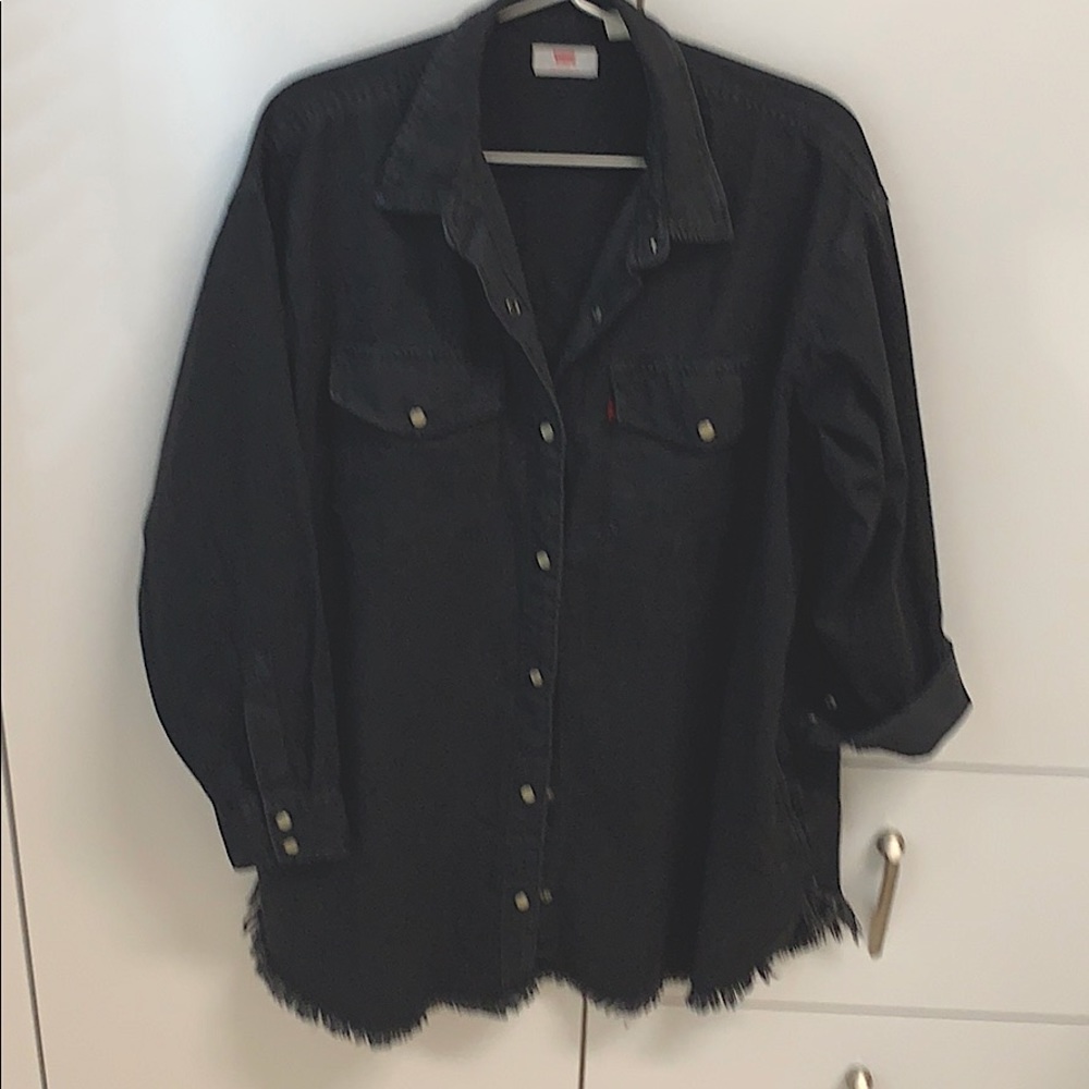 Levi’s frayed hem utility tunic shirt